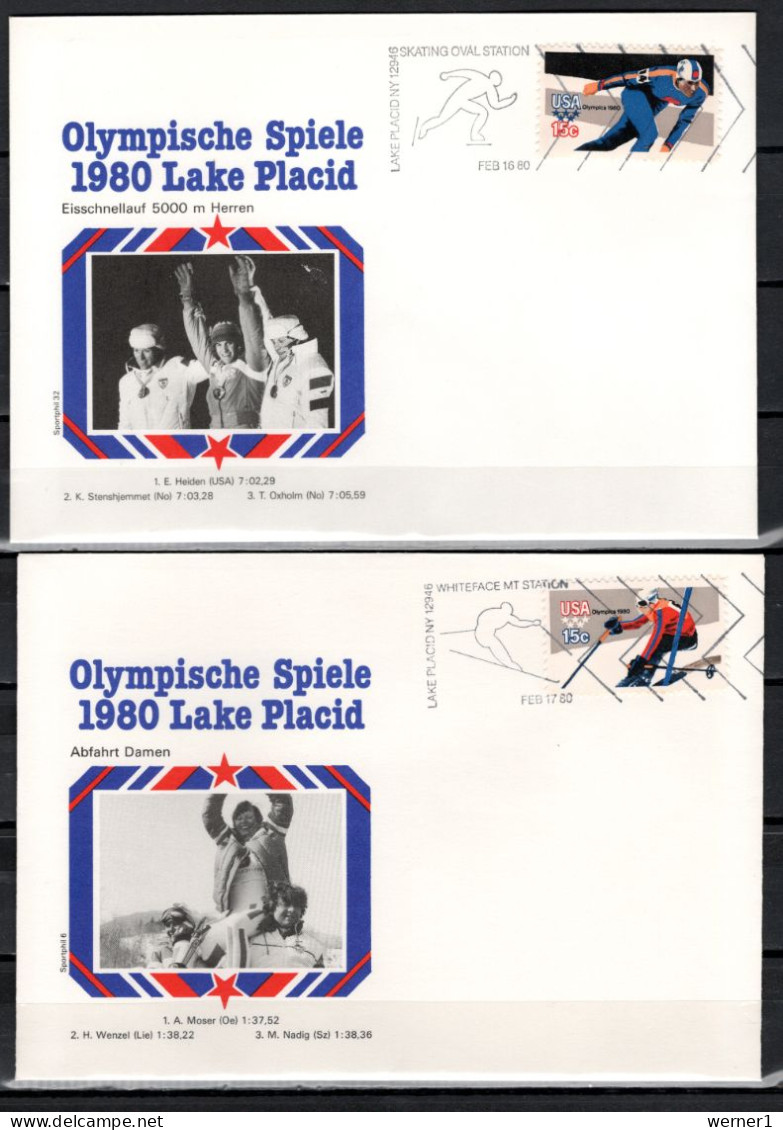 USA 1980 Olympic Games Lake Placid 8 Commemorative Covers Winners - Hiver 1980: Lake Placid