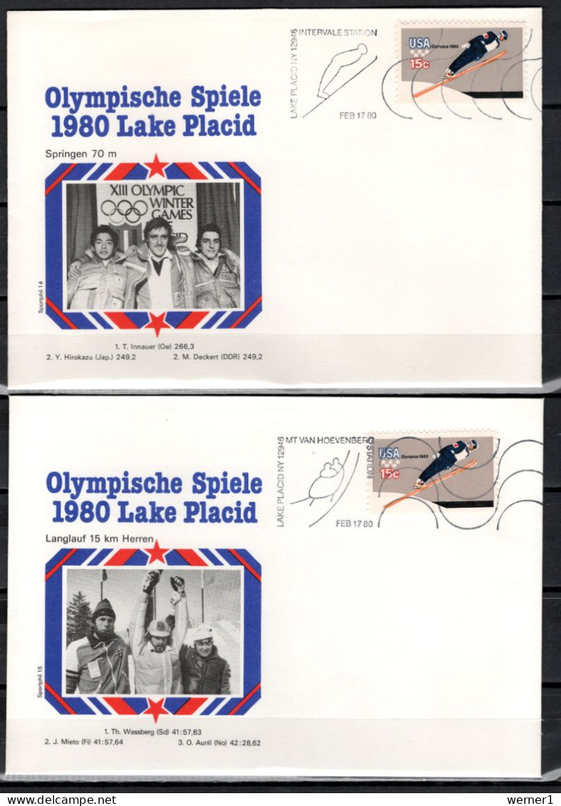 USA 1980 Olympic Games Lake Placid 8 Commemorative Covers Winners - Winter 1980: Lake Placid