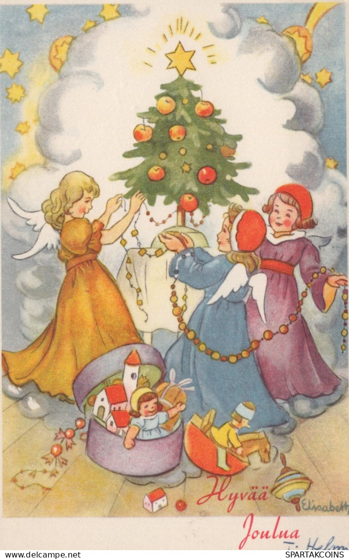 ANGELO Buon Anno Natale Vintage Cartolina CPSMPF #PAG824.IT - Angels