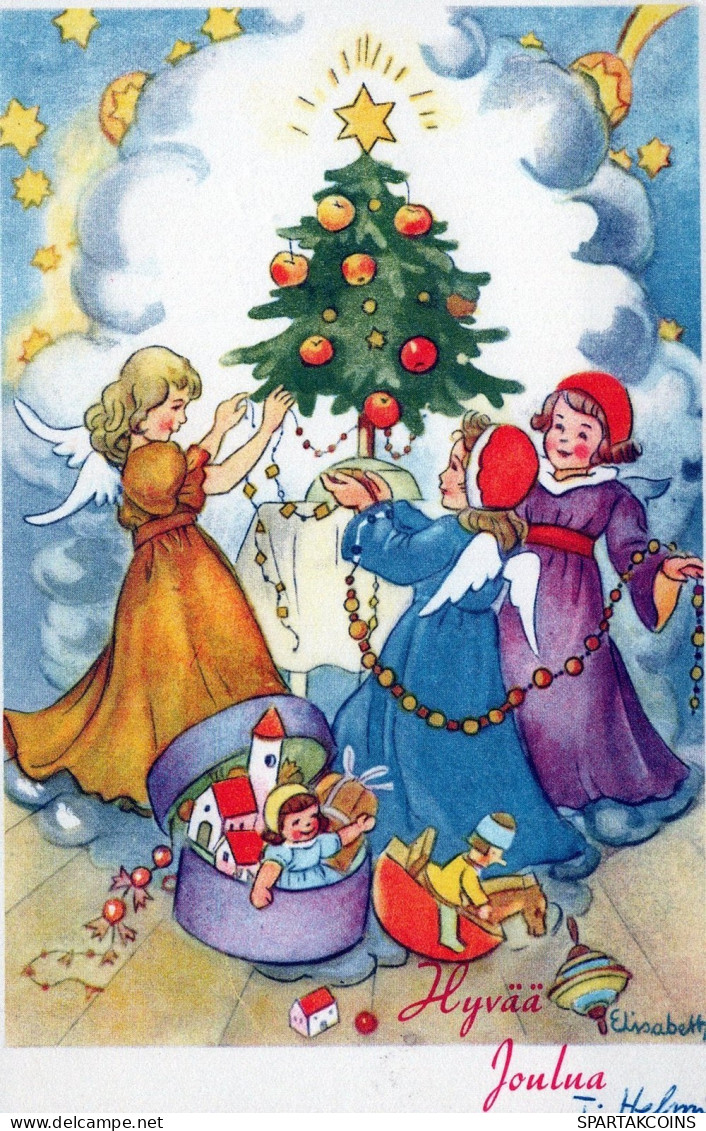 ANGELO Buon Anno Natale Vintage Cartolina CPSMPF #PAG824.IT - Angels