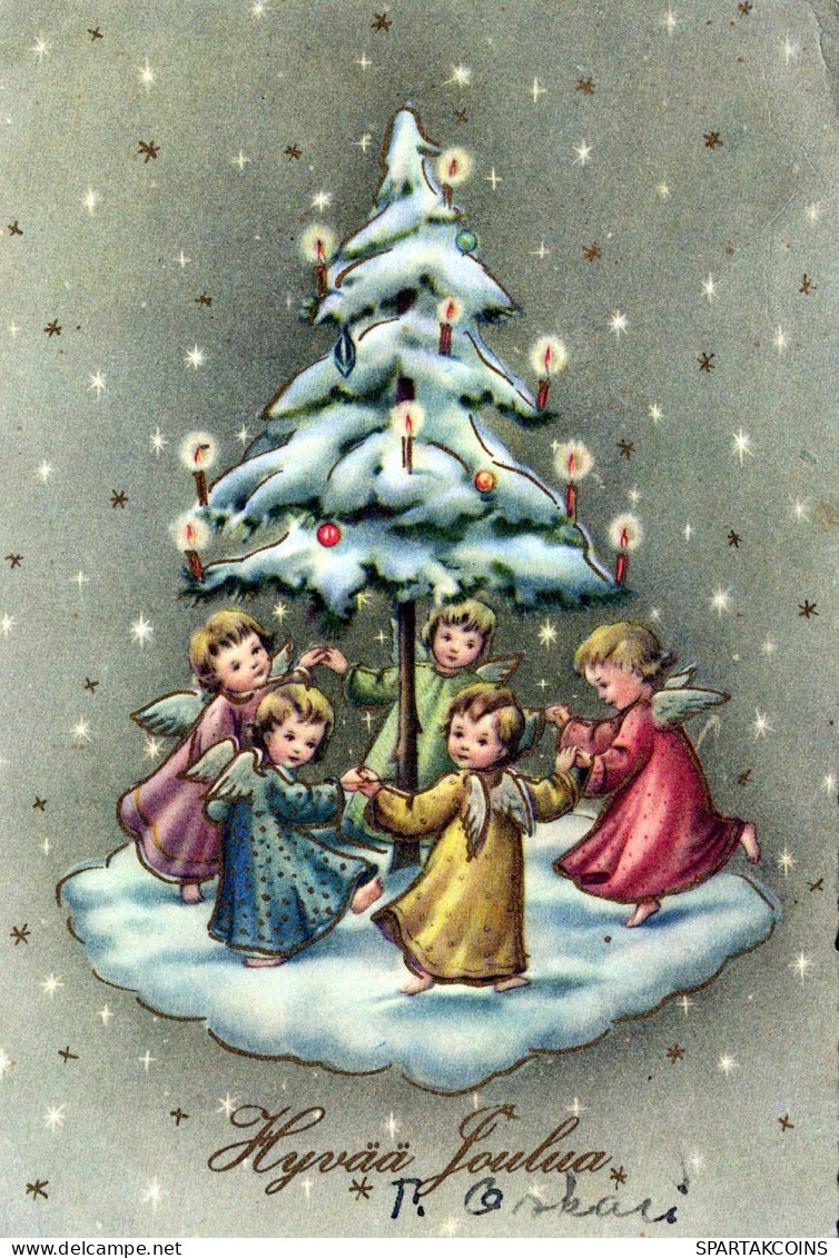 ANGELO Buon Anno Natale Vintage Cartolina CPSM #PAG887.IT - Angeles