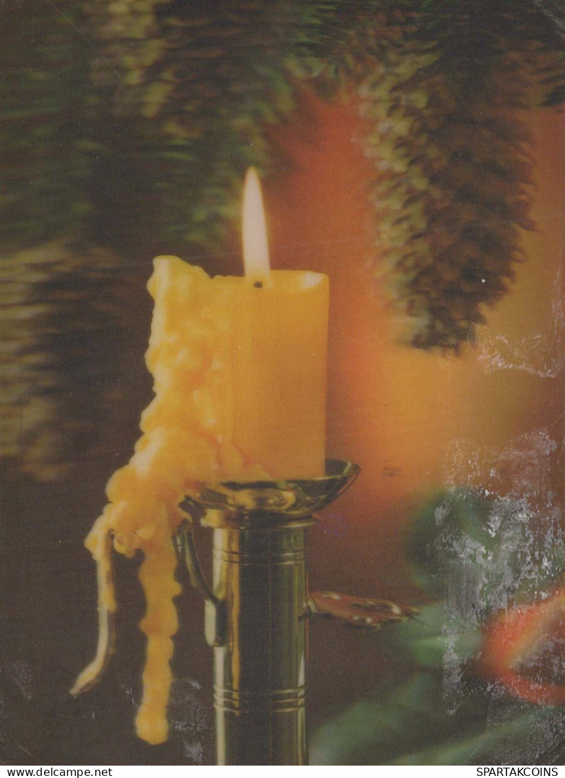 Happy New Year Christmas CANDLE LENTICULAR 3D Vintage Postcard CPSM #PAZ028.GB - Nouvel An