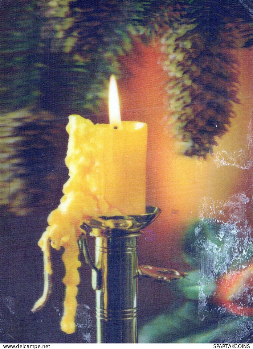 Happy New Year Christmas CANDLE LENTICULAR 3D Vintage Postcard CPSM #PAZ028.GB - Nouvel An