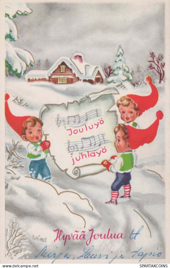 Happy New Year Christmas CHILDREN Vintage Postcard CPSMPF #PKG479.GB - Nouvel An