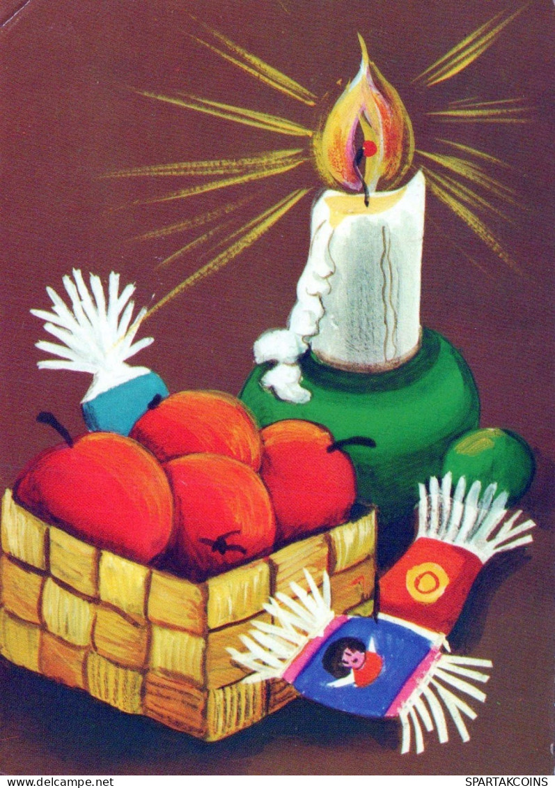 Happy New Year Christmas CANDLE Vintage Postcard CPSMPF #PKG164.GB - Nouvel An