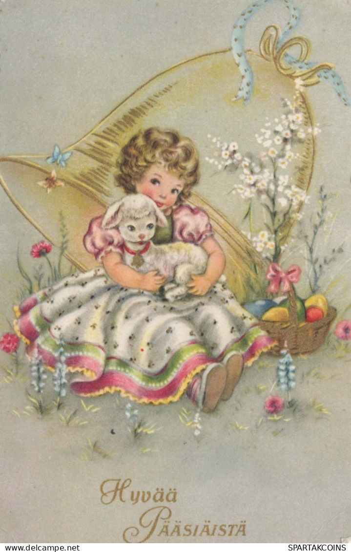 EASTER CHILDREN EGG Vintage Postcard CPA #PKE369.GB - Pâques