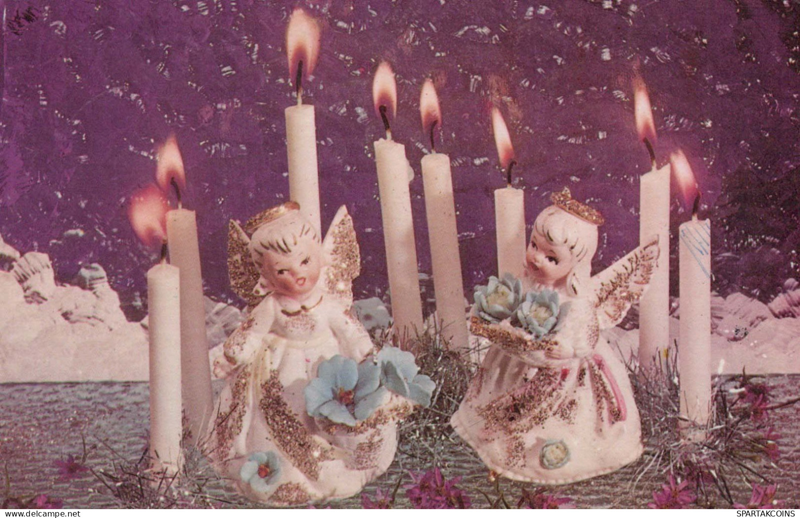 Happy New Year Christmas CANDLE Vintage Postcard CPSMPF #PKD980.GB - Nouvel An