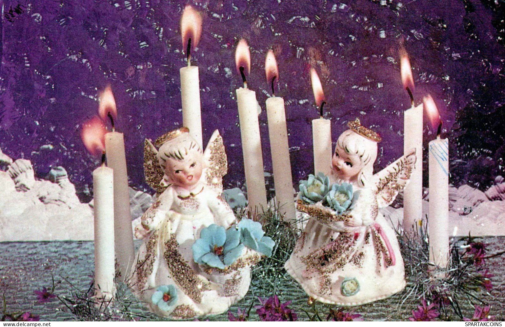 Happy New Year Christmas CANDLE Vintage Postcard CPSMPF #PKD980.GB - Nouvel An