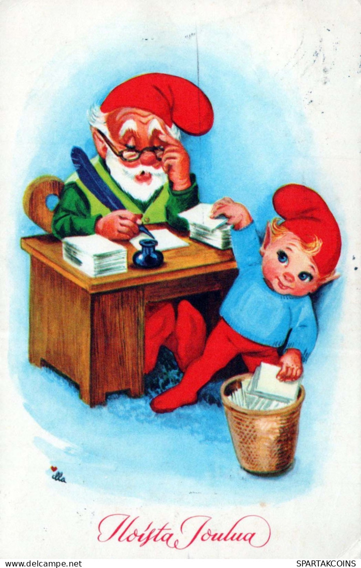 Happy New Year Christmas GNOME Vintage Postcard CPSMPF #PKD851.GB - Nouvel An