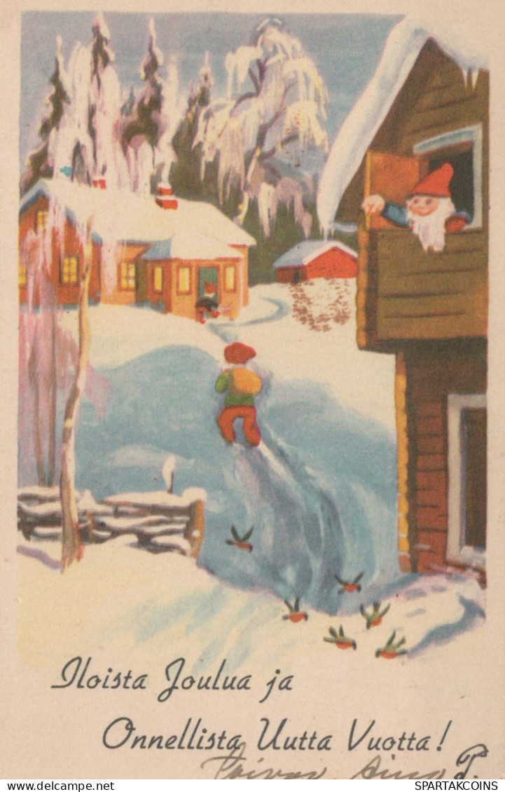 Happy New Year Christmas GNOME Vintage Postcard CPSMPF #PKD356.GB - Nouvel An