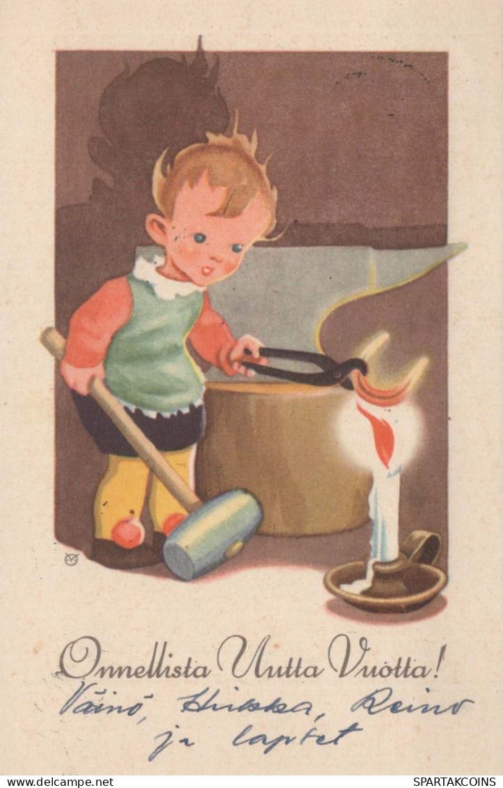 Happy New Year Christmas CHILDREN Vintage Postcard CPSMPF #PKD417.GB - Nouvel An