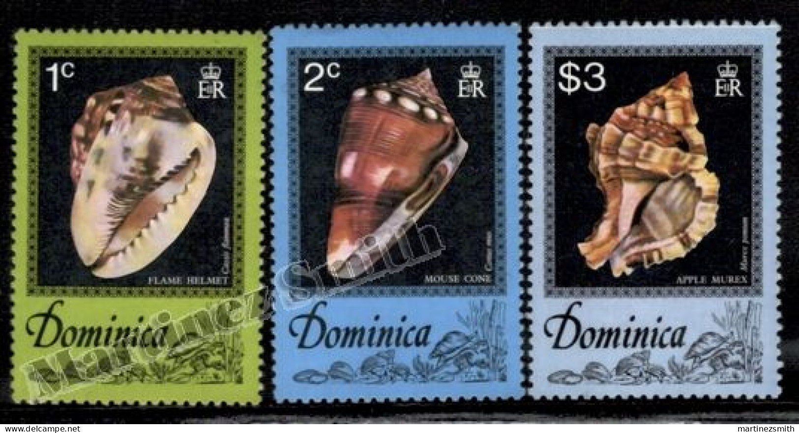 Dominica 1976 Yvert 511, Sea Fauna, Shells - Short Set With 3 Dollar Value - MNH - Dominique (1978-...)