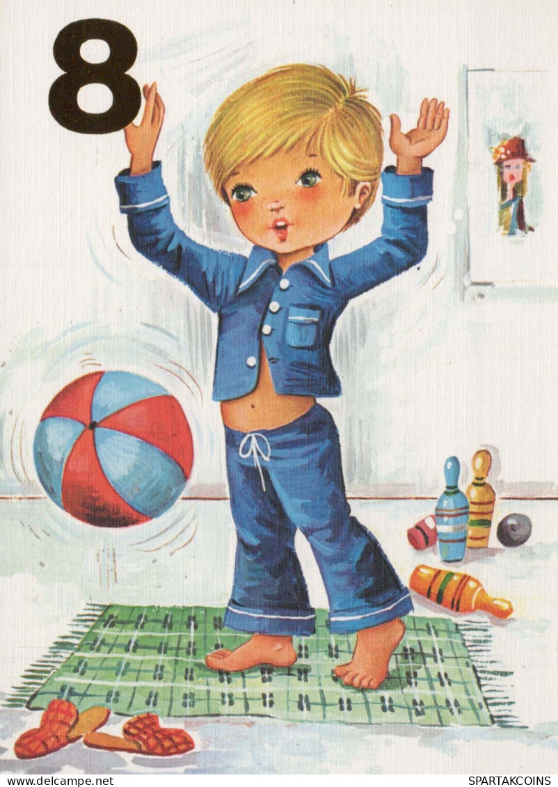 HAPPY BIRTHDAY 8 Year Old BOY Children Vintage Postcard CPSM Unposted #PBU050.GB - Geburtstag