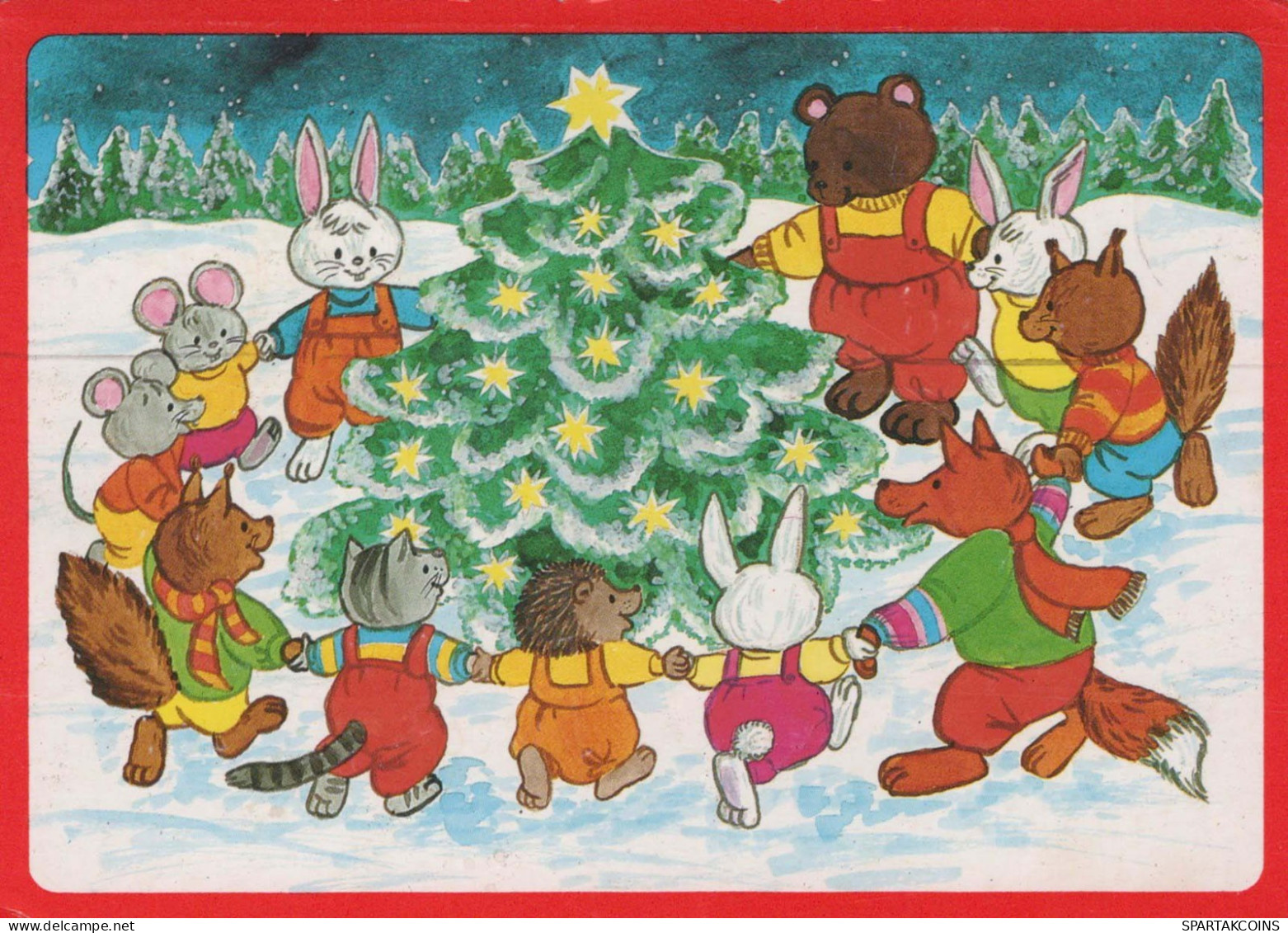 Happy New Year Christmas BEAR Animals Vintage Postcard CPSM #PBS286.GB - Neujahr