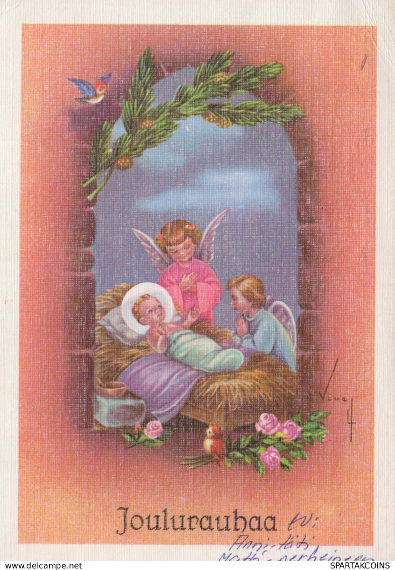 ANGEL Christmas Baby JESUS Vintage Postcard CPSM #PBP294.GB - Angeles