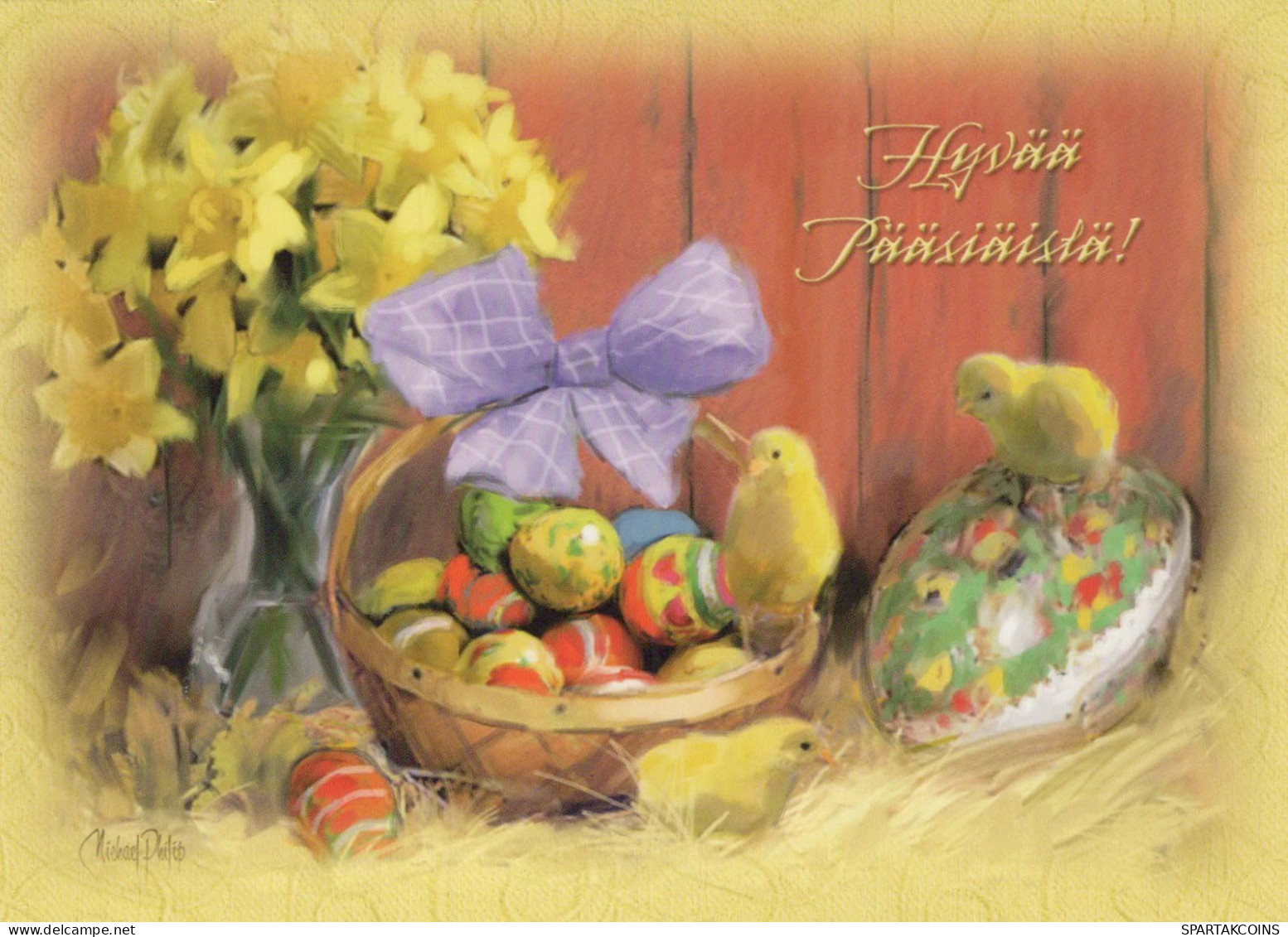 EASTER CHICKEN EGG Vintage Postcard CPSM #PBO922.GB - Pâques