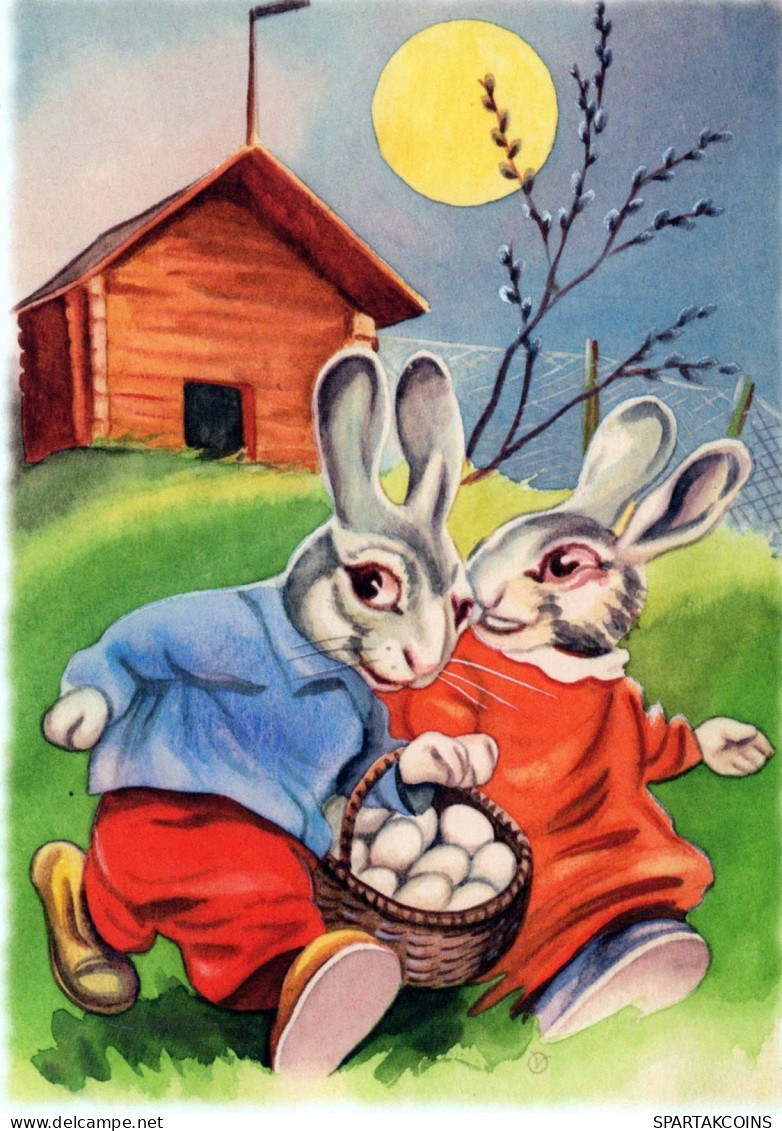 EASTER RABBIT Vintage Postcard CPSM #PBO357.GB - Easter