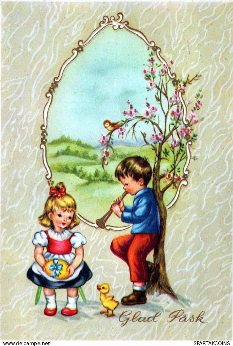 EASTER CHILDREN Vintage Postcard CPSM #PBO291.GB - Pasen