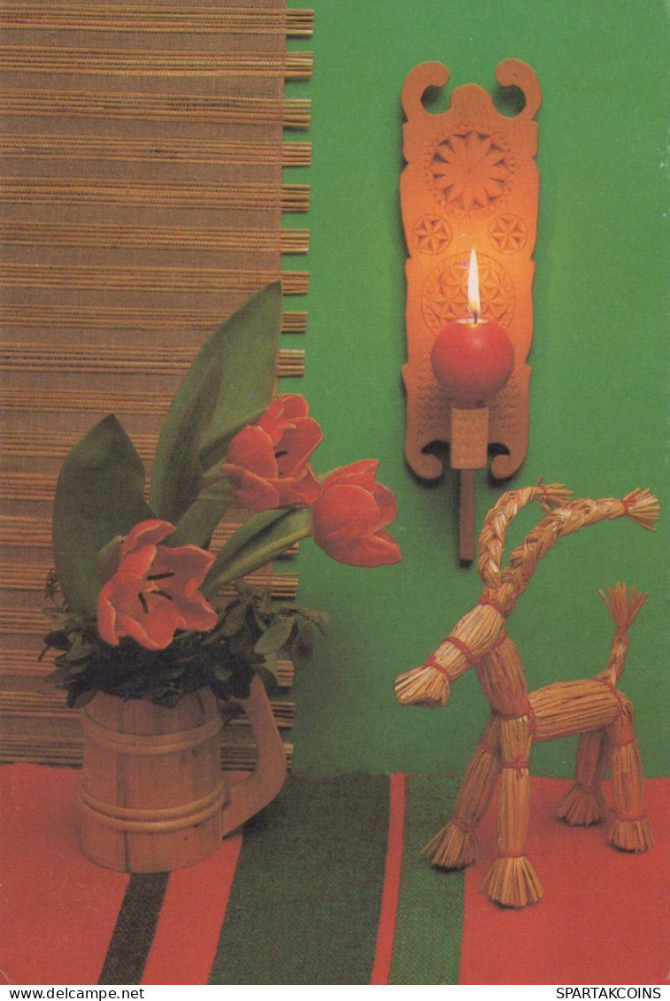 Happy New Year Christmas CANDLE Vintage Postcard CPSM #PBO039.GB - Anno Nuovo