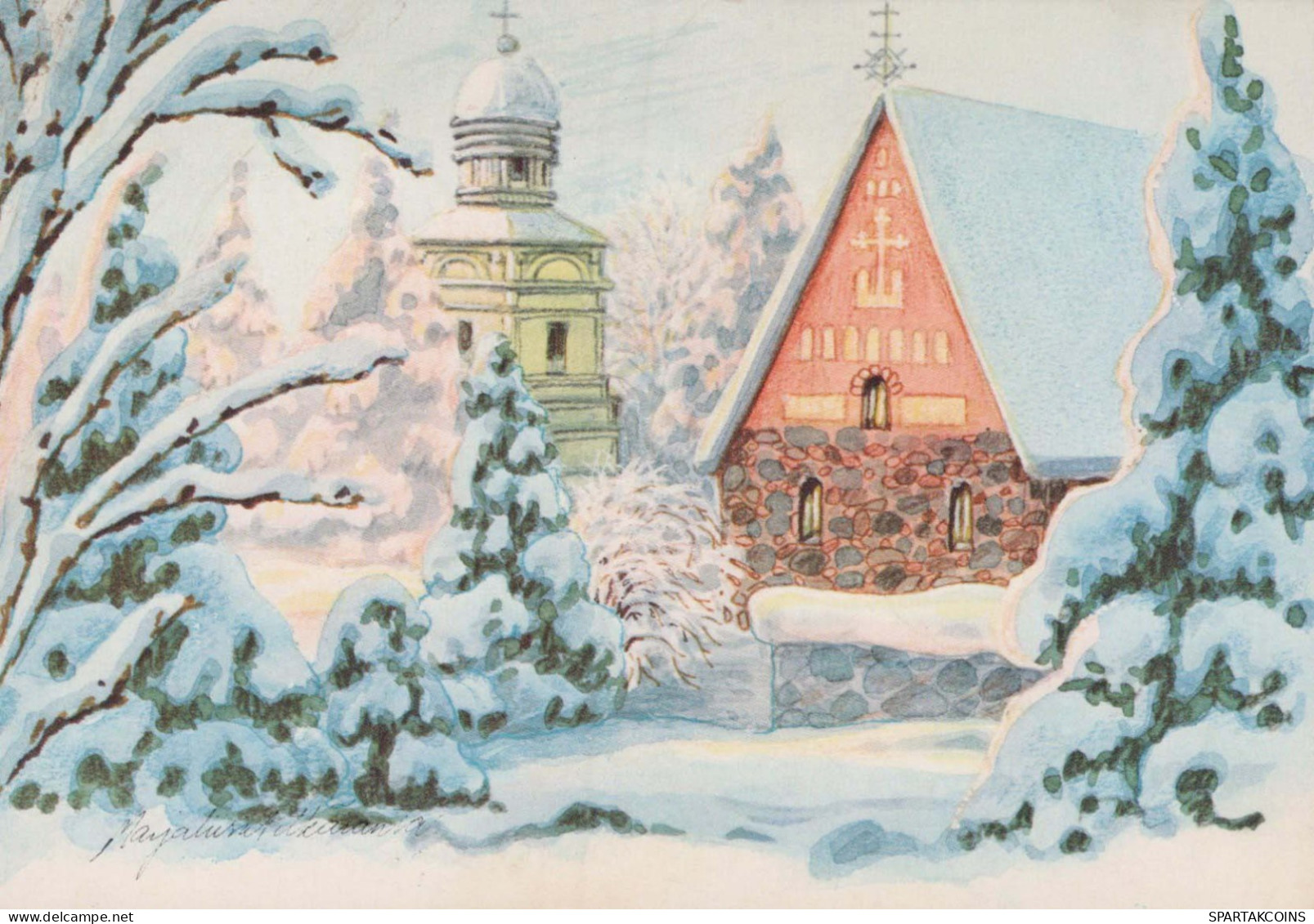 Happy New Year Christmas Vintage Postcard CPSM #PBN176.GB - Anno Nuovo