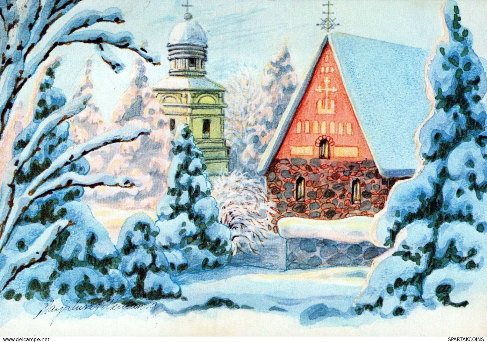 Happy New Year Christmas Vintage Postcard CPSM #PBN176.GB - Nieuwjaar