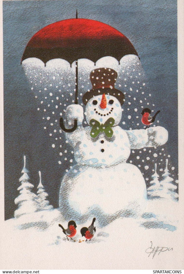 Happy New Year Christmas SNOWMAN Vintage Postcard CPSM #PBM539.GB - Neujahr