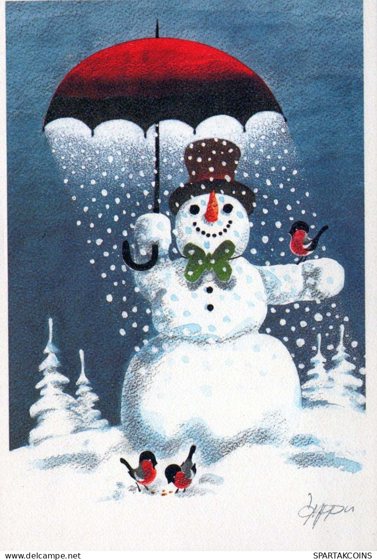 Happy New Year Christmas SNOWMAN Vintage Postcard CPSM #PBM539.GB - Anno Nuovo