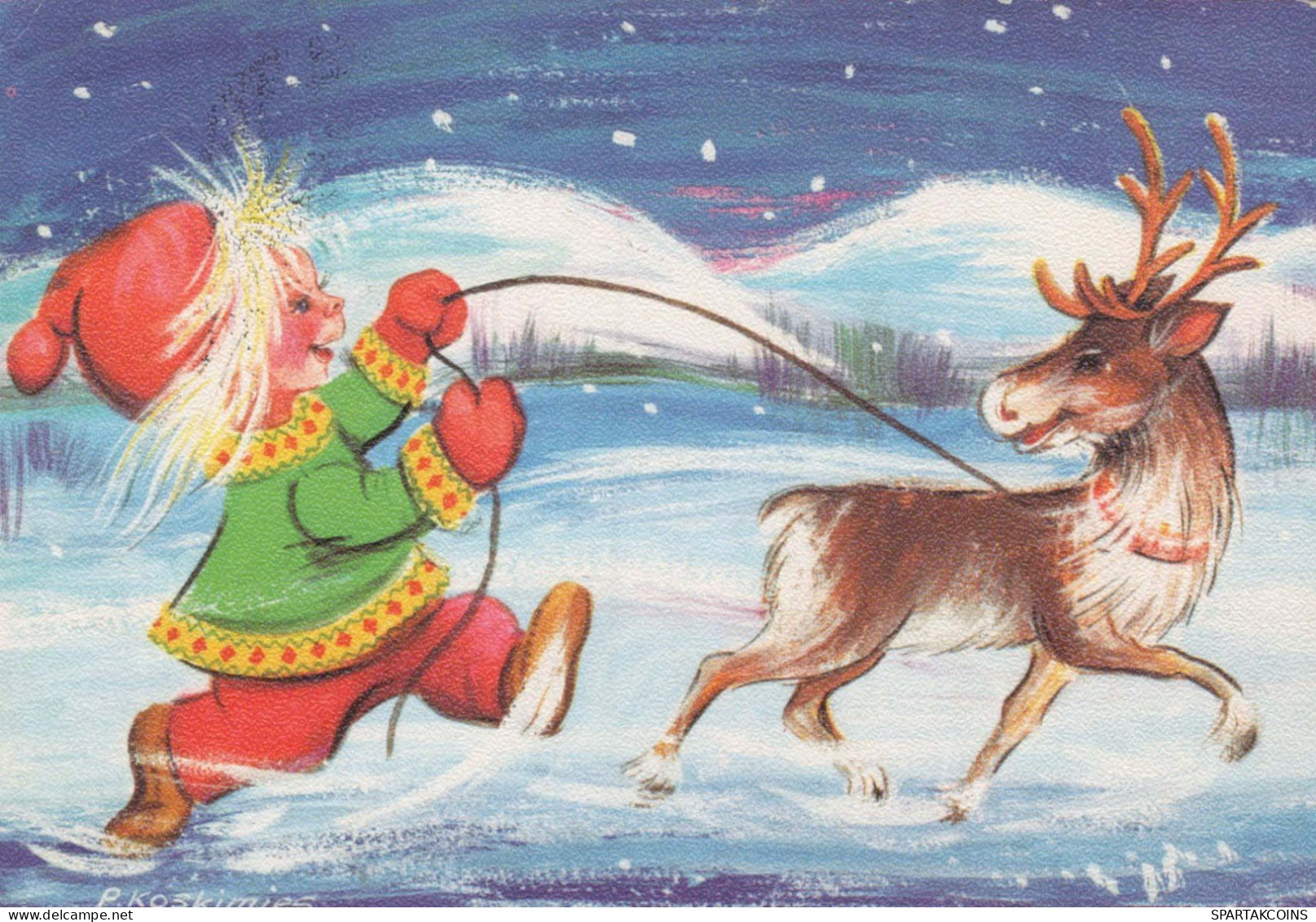 Happy New Year Christmas GNOME Vintage Postcard CPSM #PBL834.GB - Anno Nuovo