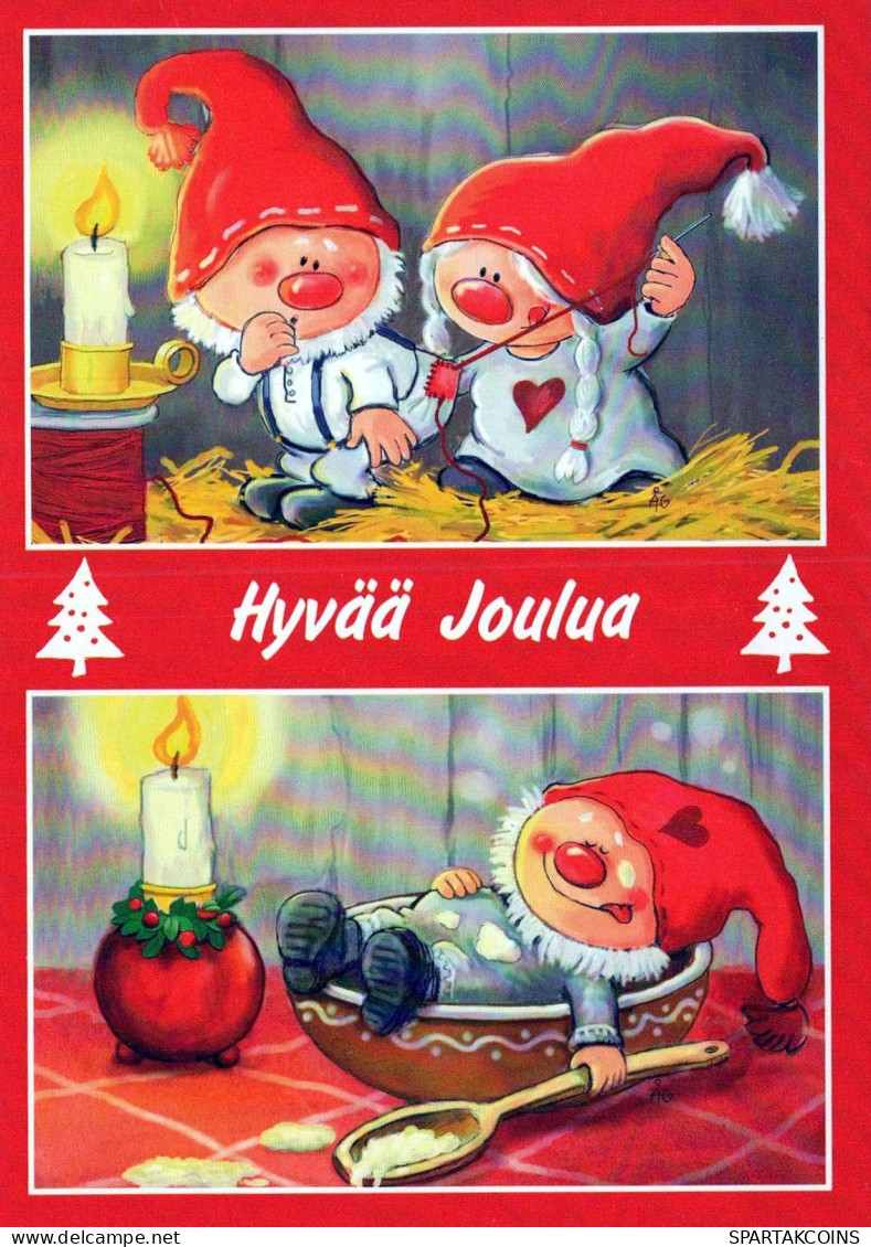 Happy New Year Christmas GNOME Vintage Postcard CPSM #PBL769.GB - Anno Nuovo