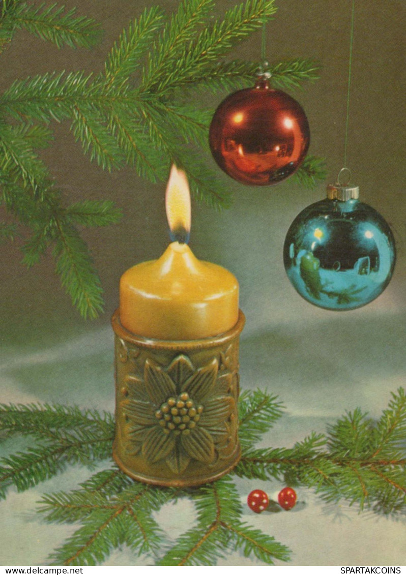Happy New Year Christmas CANDLE Vintage Postcard CPSM #PBA235.GB - New Year