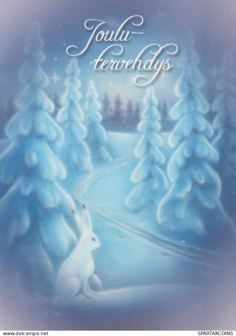 Happy New Year Christmas RABBIT Vintage Postcard CPSM Unposted #PBA539.GB - Neujahr