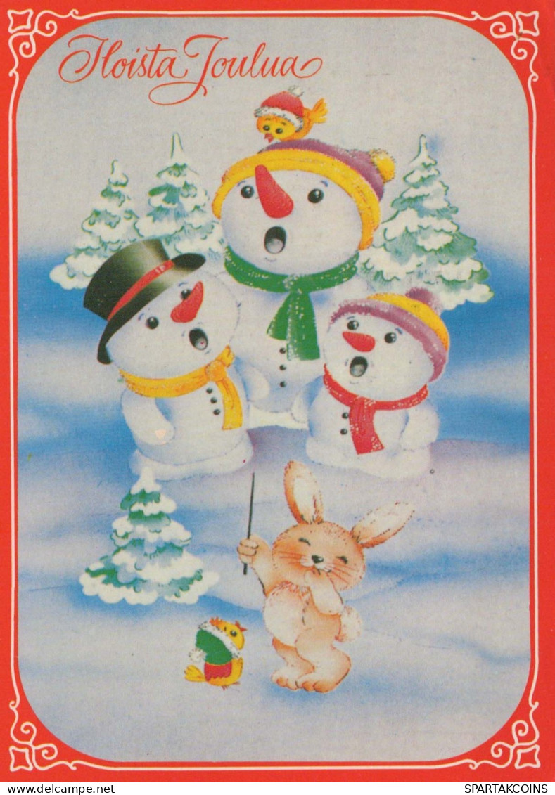 Happy New Year Christmas SNOWMAN Vintage Postcard CPSM #PAZ795.GB - Neujahr