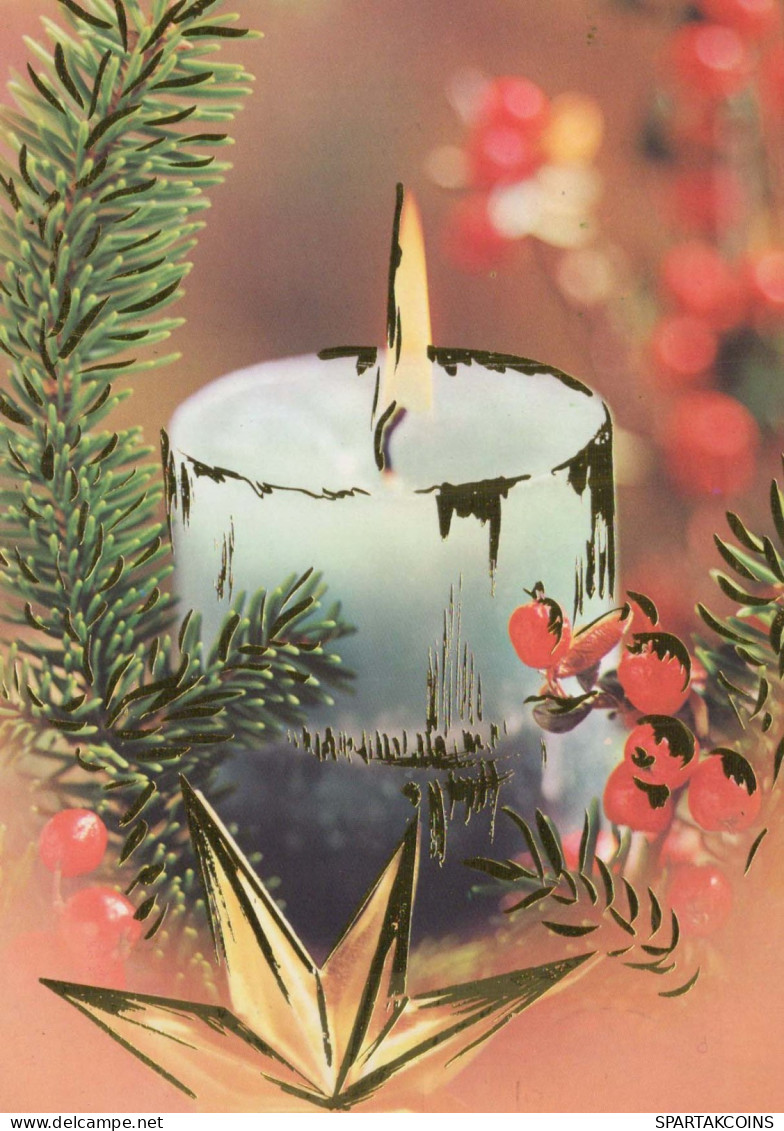 Happy New Year Christmas CANDLE Vintage Postcard CPSM #PBA114.GB - New Year
