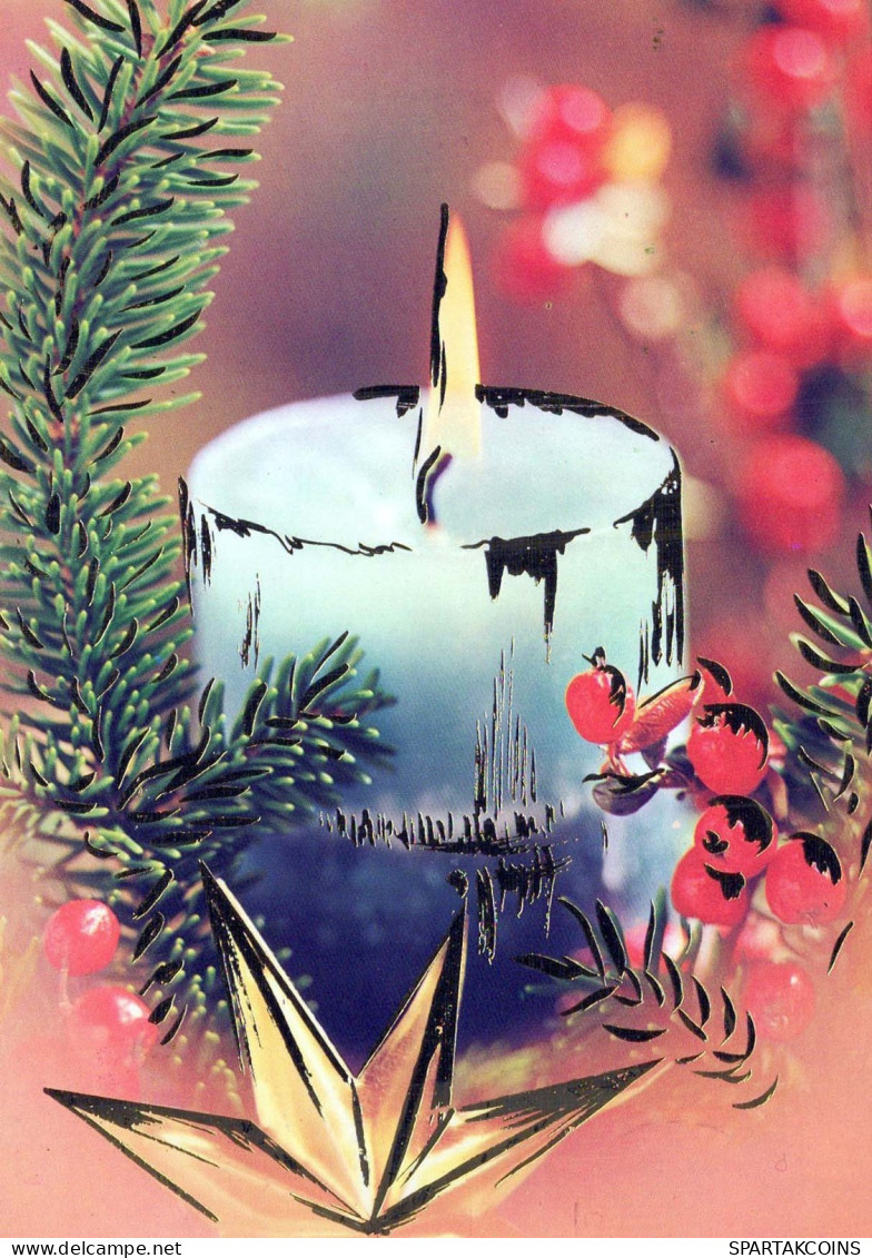 Happy New Year Christmas CANDLE Vintage Postcard CPSM #PBA114.GB - New Year