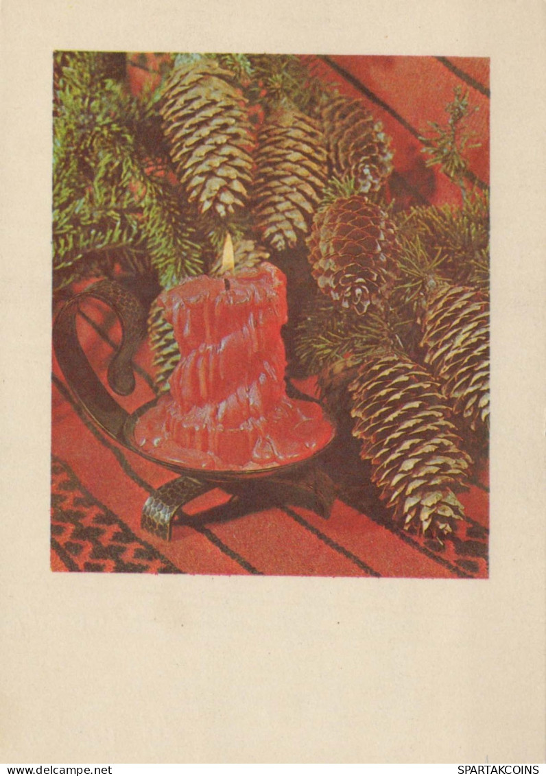 Happy New Year Christmas CANDLE Vintage Postcard CPSM #PAZ990.GB - Nouvel An