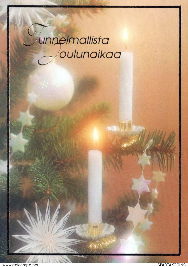 Happy New Year Christmas CANDLE Vintage Postcard CPSM #PAZ356.GB - Anno Nuovo