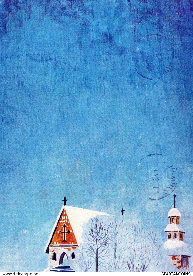 Happy New Year Christmas CHURCH Vintage Postcard CPSM #PAY376.GB - Neujahr