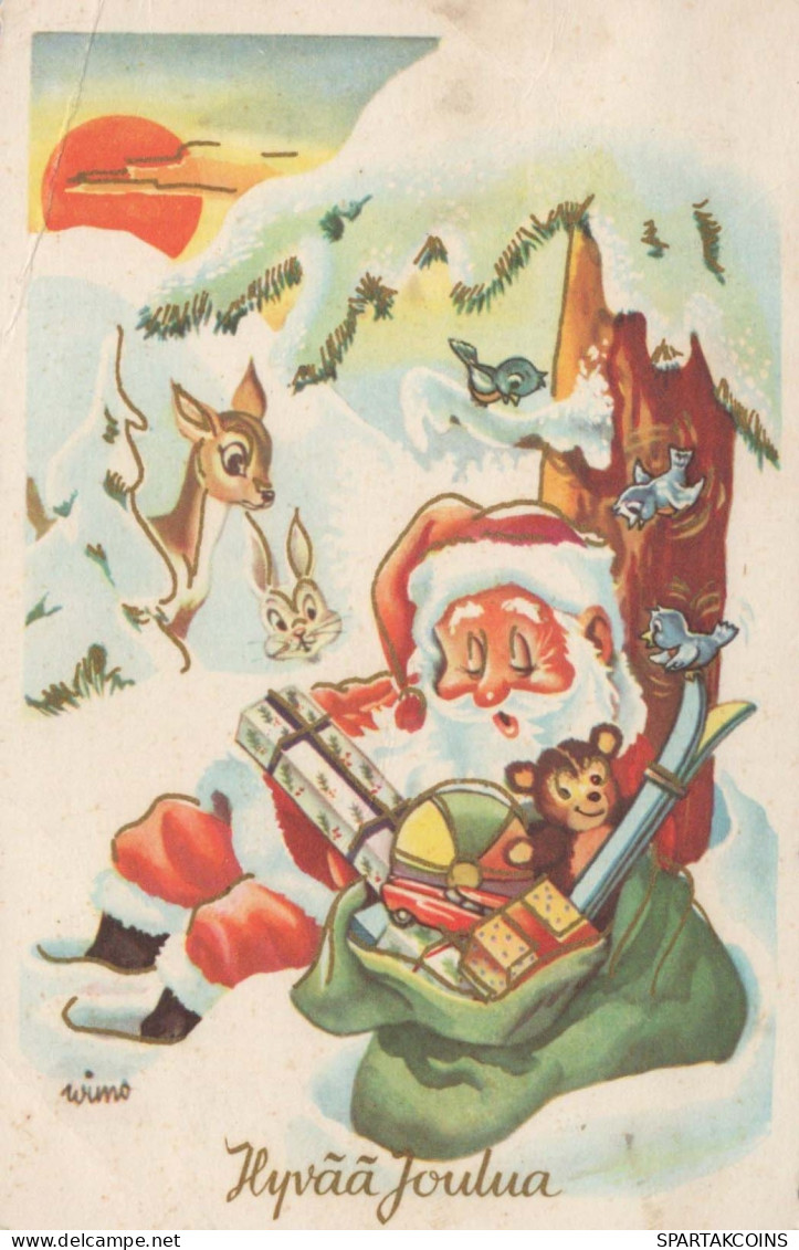 BABBO NATALE Buon Anno Natale Vintage Cartolina CPSMPF #PKG350.IT - Santa Claus