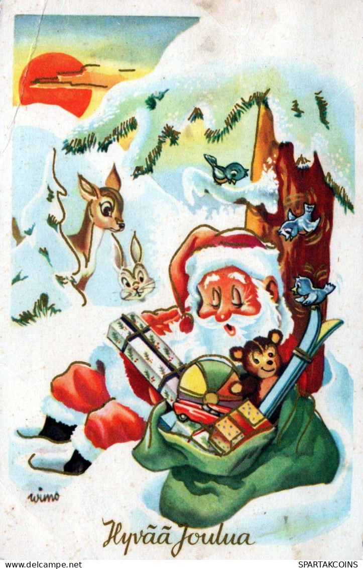 BABBO NATALE Buon Anno Natale Vintage Cartolina CPSMPF #PKG350.IT - Santa Claus