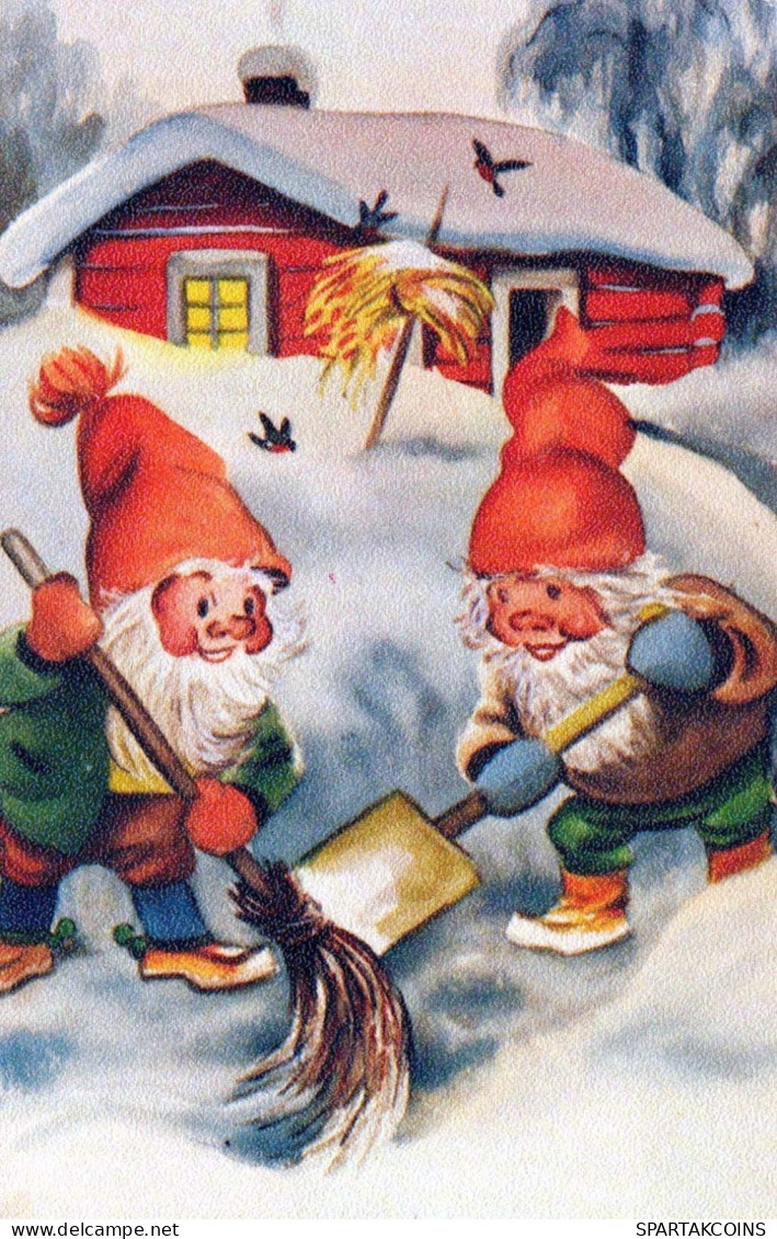 Buon Anno Natale GNOME Vintage Cartolina CPSMPF #PKG417.IT - Neujahr