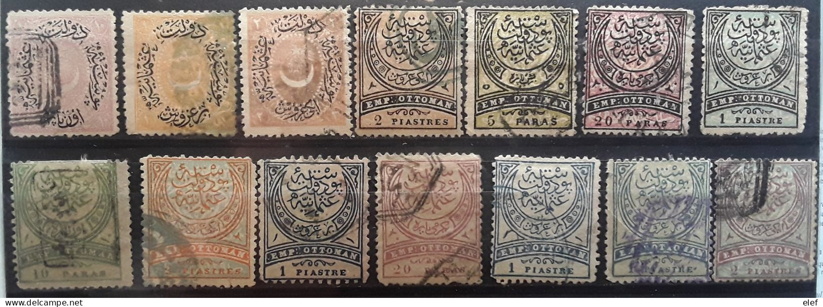 TURKIYE TURQUIE TURKEY 1876 - 1888, Lot 14 Timbres , Nuances Perforation Entre Yvert No 34 - 75 , Obl TB Cote Mini 34 E - Used Stamps