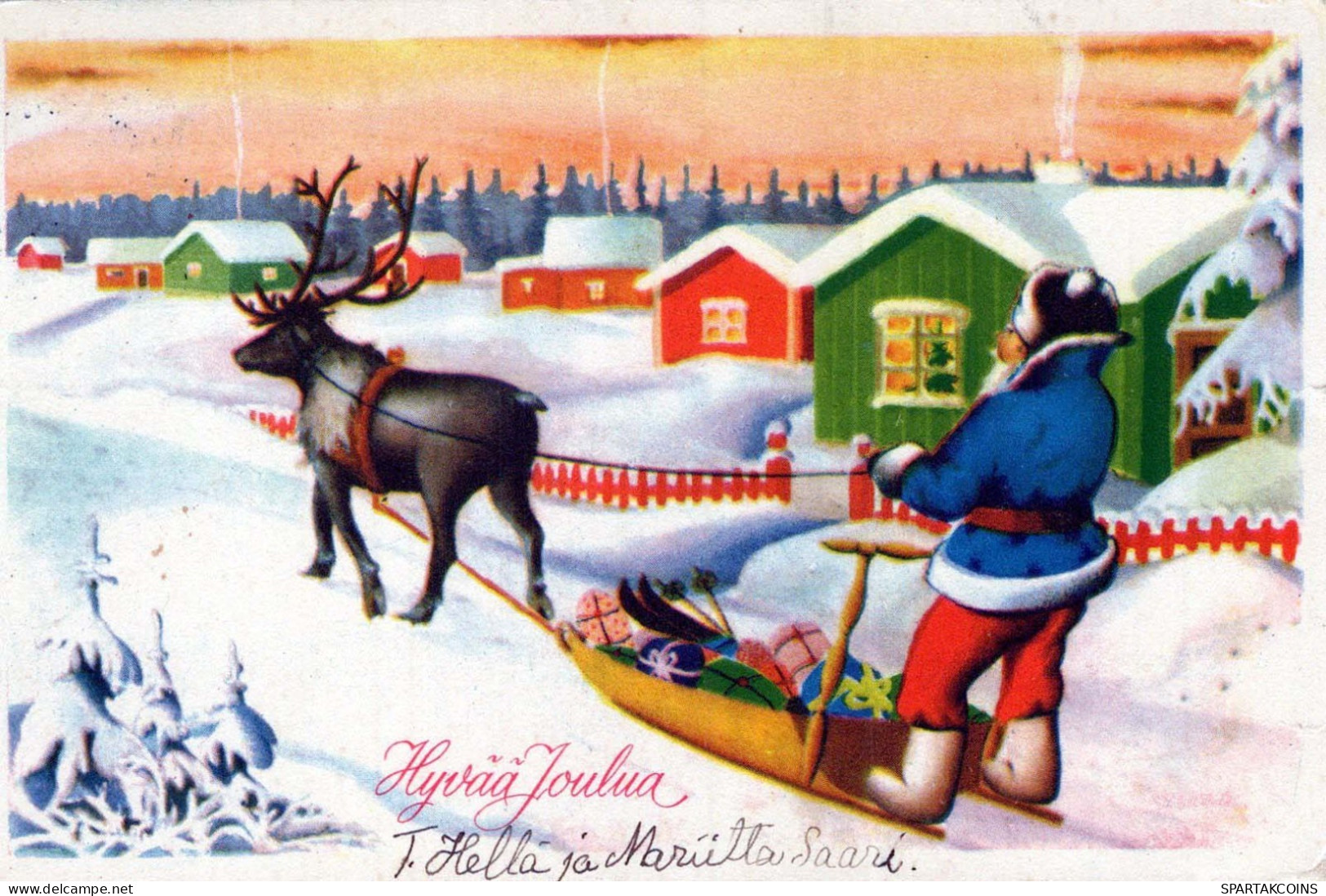Buon Anno Natale CERVO Vintage Cartolina CPA #PKE054.IT - New Year
