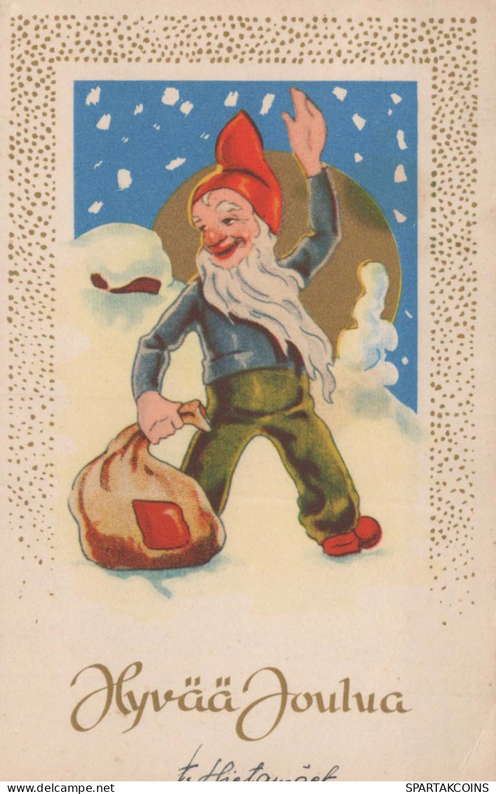 Buon Anno Natale GNOME Vintage Cartolina CPSMPF #PKD984.IT - Neujahr