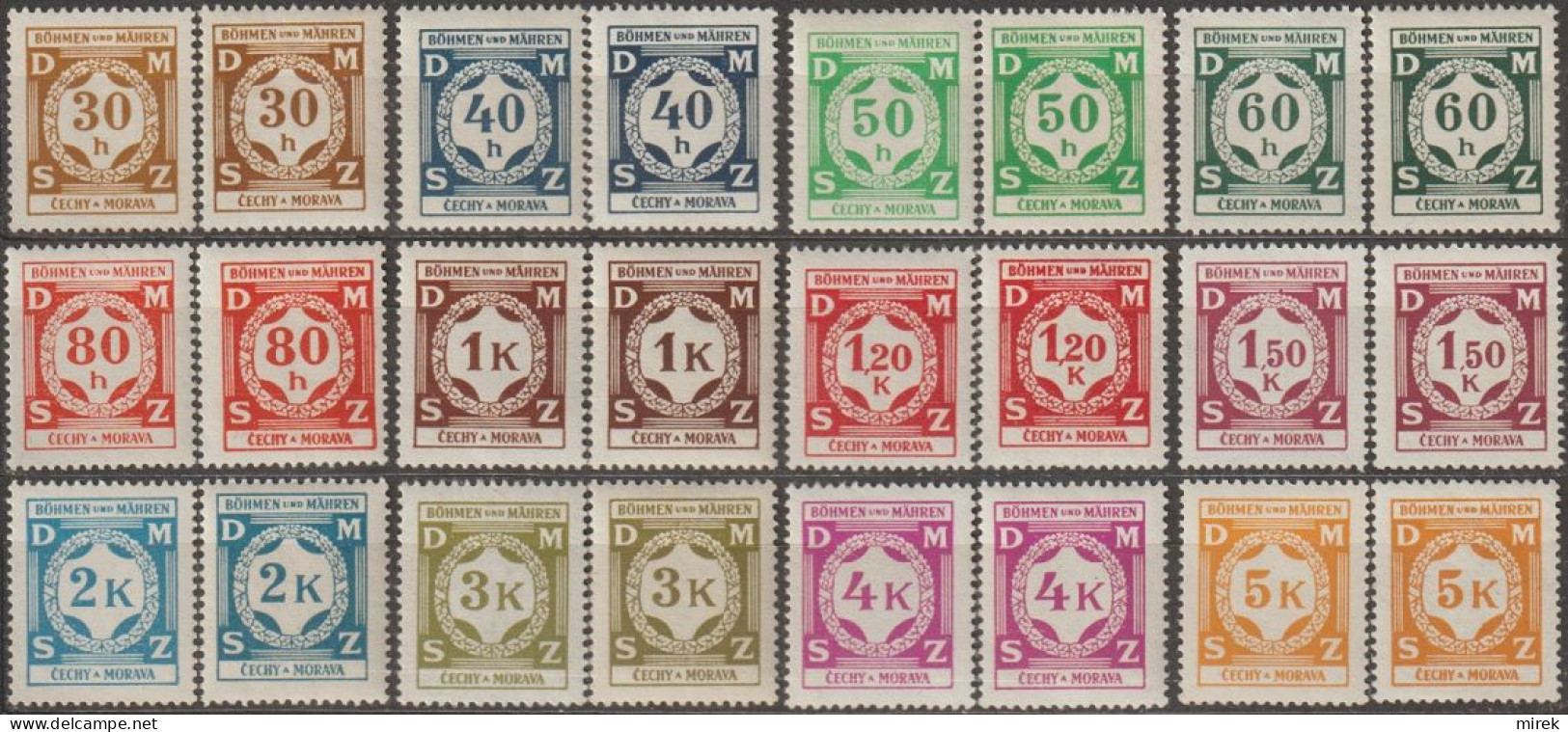 02/ Pof. SL 1-12, Colors And Shades - Unused Stamps