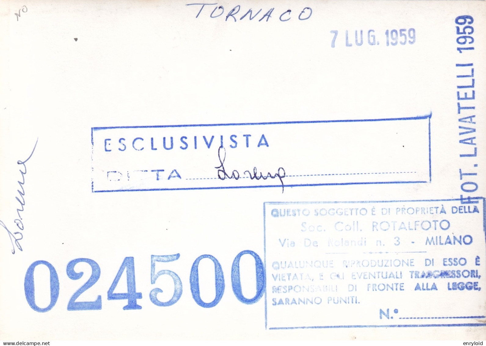 Tornaco Fotografia Inedita 1959 - Andere & Zonder Classificatie