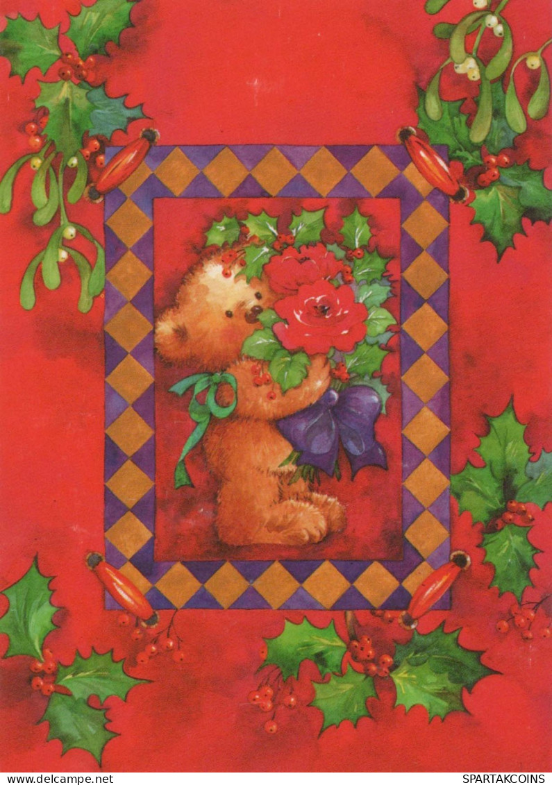 Buon Anno Natale NASCERE Animale Vintage Cartolina CPSM #PBS290.IT - Anno Nuovo