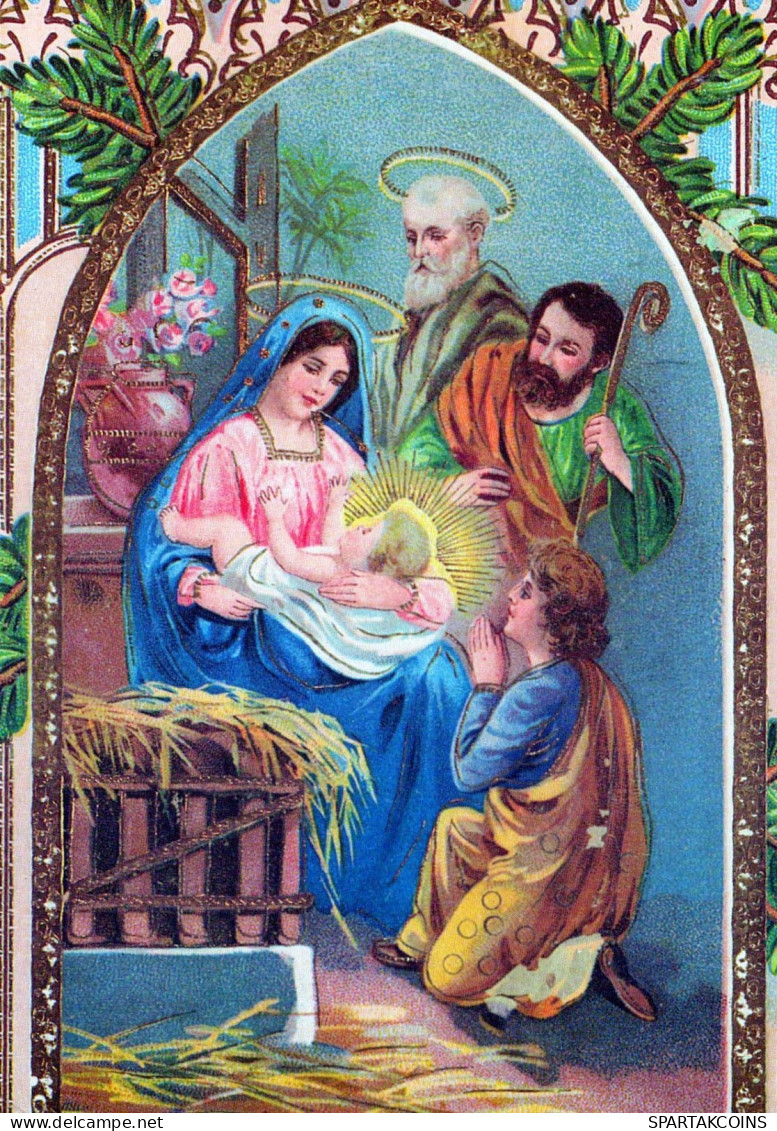 Vergine Maria Madonna Gesù Bambino Natale Religione Vintage Cartolina CPSM #PBP684.IT - Jungfräuliche Marie Und Madona