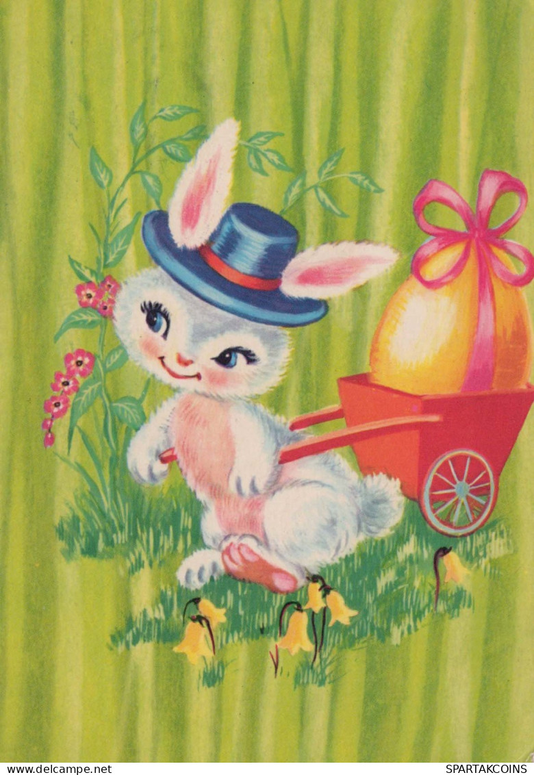 PASQUA CONIGLIO UOVO Vintage Cartolina CPSM #PBO424.IT - Easter