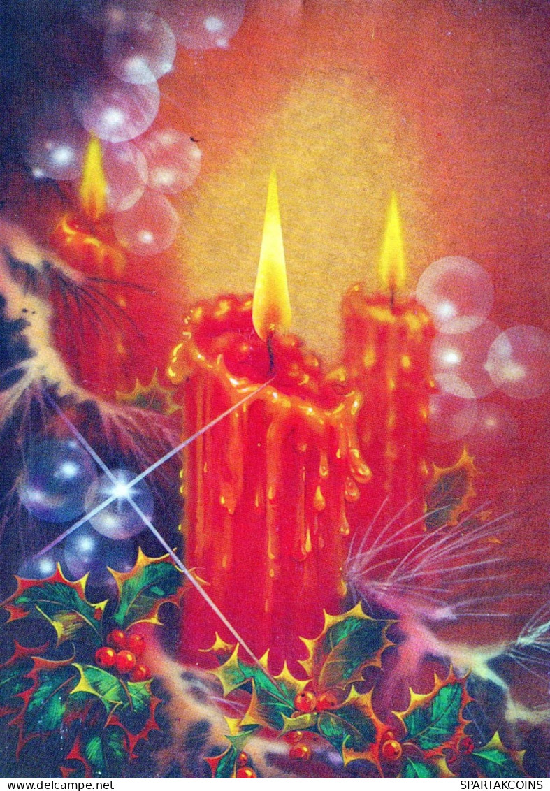 Buon Anno Natale CANDELA Vintage Cartolina CPSM #PBN859.IT - Neujahr