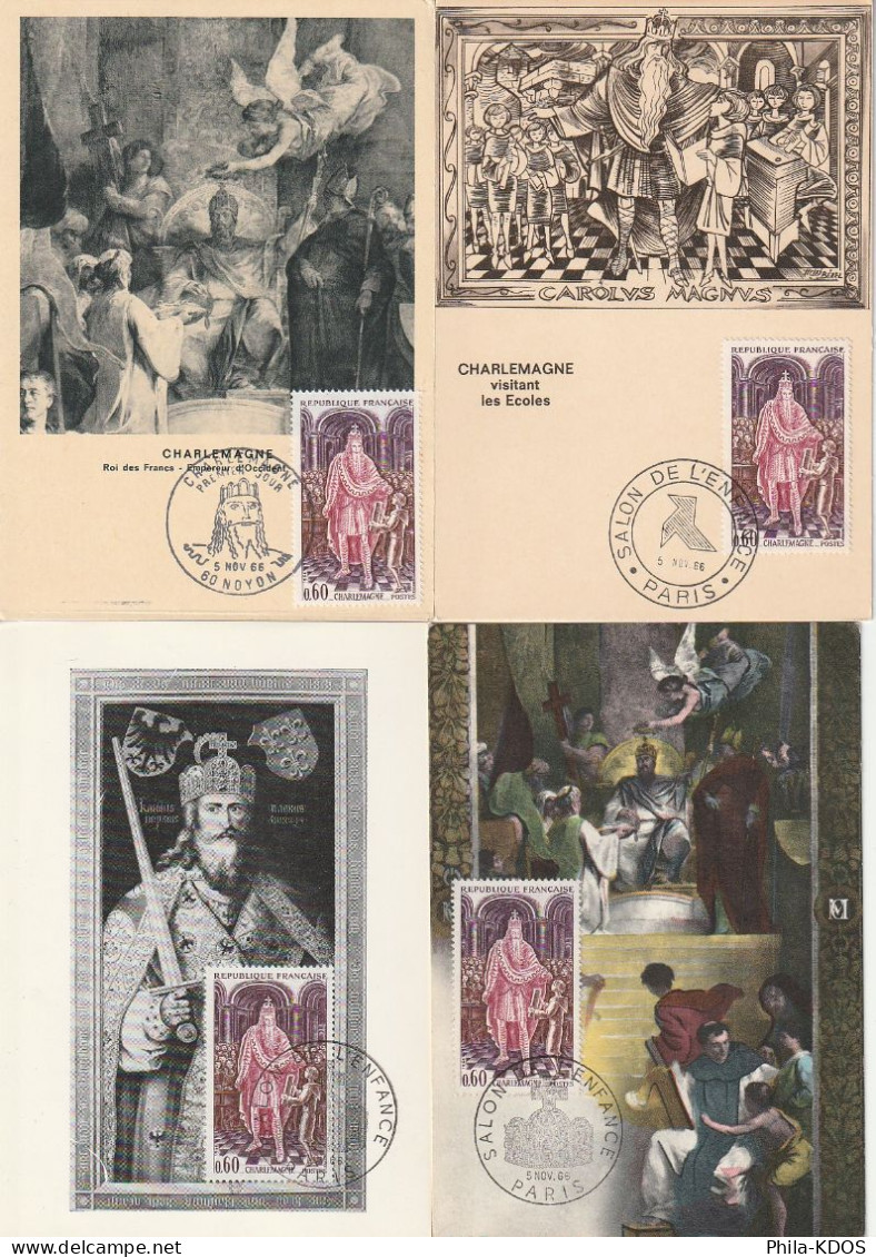 LOT " CHARLEMAGNE " Sur 4 Cartes Maximum De 1966 N° YT 1497  Parfait état. CM à Saisir !!! - Other & Unclassified